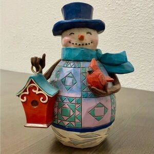 Jim Shore Heartwood Creek Pint Sized Snowman with Bird House Christmas Figurine